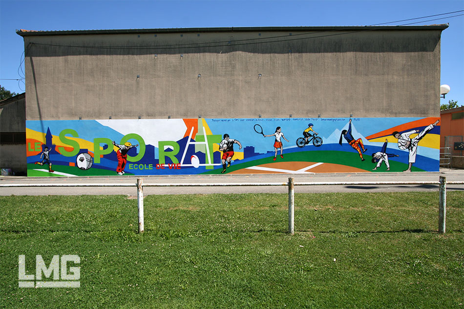 decoration graffeur tageur professionnel fresque participative mobilier urbain gymnase