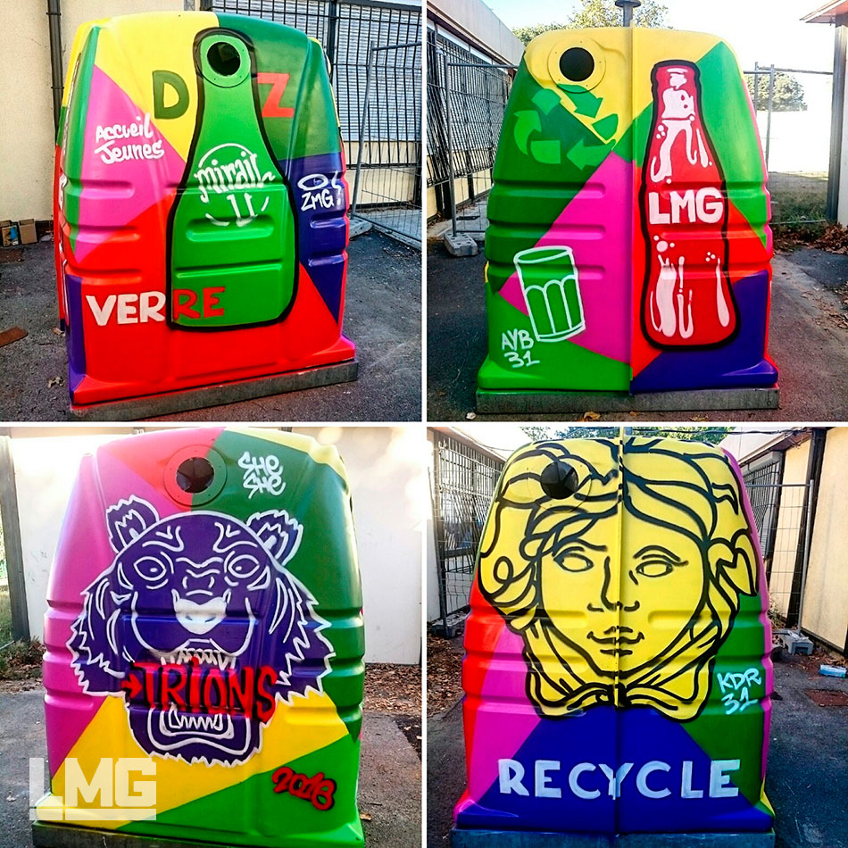 decoration graffiti artiste mobilier urbain recup verre toulouse metropole