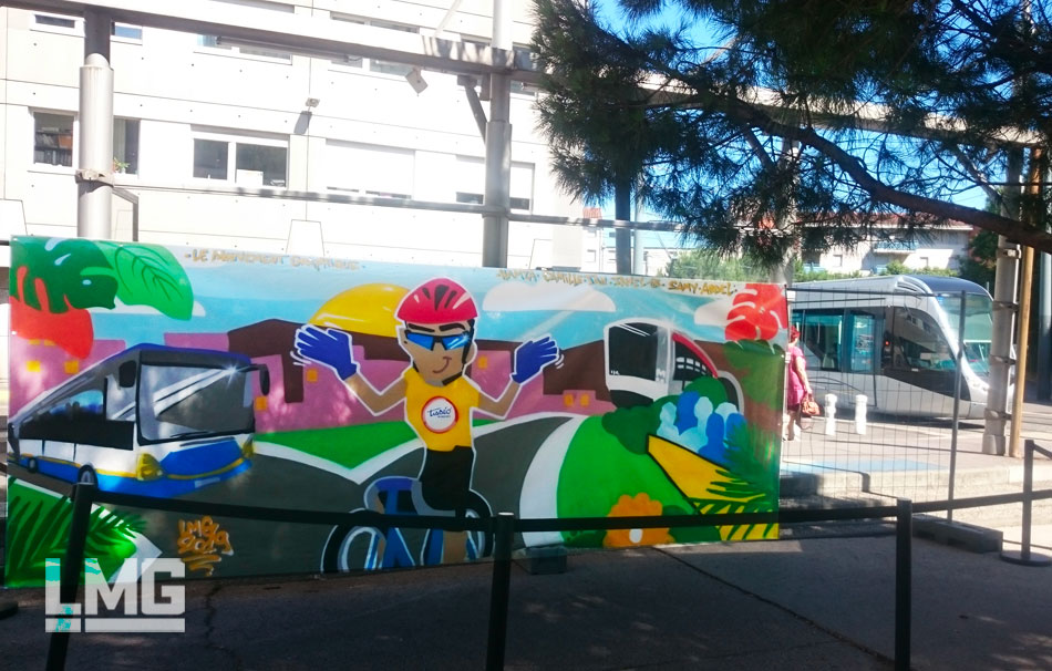 fresque art urbain tour de france 2019 artiste tisseo graffiti toulouse