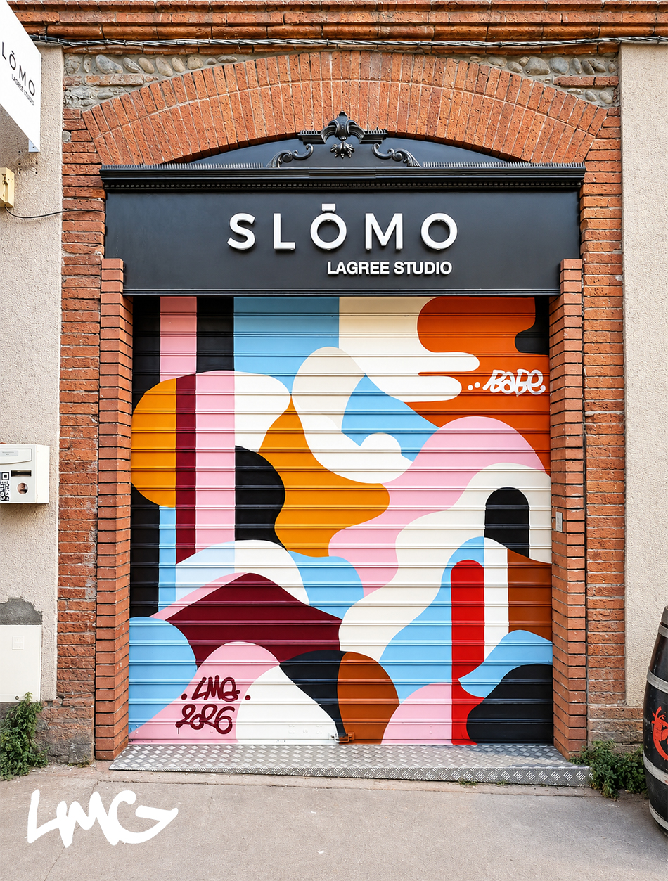 photo peinture sur rideau métallique de style street art Toulouse par LMG